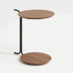 Mesa de Apoio Bongô - Tampo Nogueira Natural - Base Aço Carbono - 1