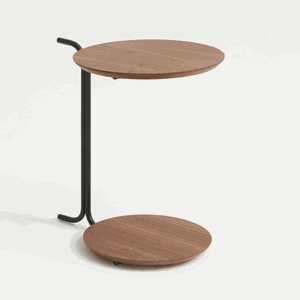 Mesa de Apoio Bongô - Tampo Nogueira Natural - Base Aço Carbono