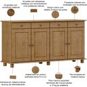 Ver imagem 4 de Aparador Buffet para Sala de Jantar 4 Portas 4 Gavetas Rústico Lazuli F06 Freijó - Lyam Decor