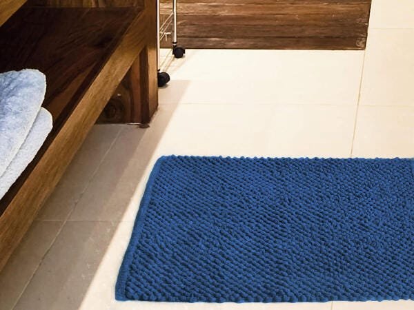 Tapete para Banheiro Antiderrapante Micropop 60 x 40cm Azul: Azul