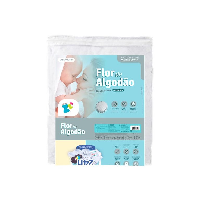 Protetor de Colchão Para Berço Flor de Algodão 70x130cm Fibrasca