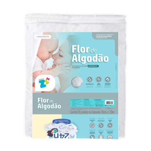 Protetor de Colchão Para Berço Flor de Algodão 70x130cm Fibrasca
