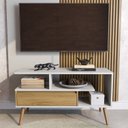 Ver imagem 1 de Rack Aparador Estante para Tv 55 Polegadas com Porta Nicho Prateleira Pés Palito Retro