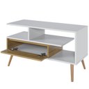 Ver imagem 2 de Rack Retrô para TV até 55 Polegadas MDF 90cm Pés em Madeira Maciça Aparador Estante com Porta Nicho