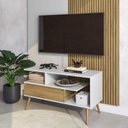 Ver imagem 5 de Rack Retrô para TV até 55 Polegadas MDF 90cm Pés em Madeira Maciça Aparador Estante com Porta Nicho