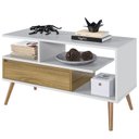 Ver imagem 4 de Rack Retrô para TV até 55 Polegadas MDF 90cm Pés em Madeira Maciça Aparador Estante com Porta Nicho