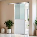 Ver imagem 2 de Porta de Correr Suspensa Meia Lambril Meia Vidro Dir L.25 Branca 210x100 Brimak