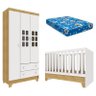 Berço Americano Mini Cama com Guarda Roupa Infantil Malu Branco Acetinado Bétula com Colchão Ortobom - 1