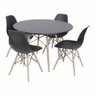 Conjunto Mesa Eames Preta 90cm e 4 Cadeiras Eames Pp Preta - 1