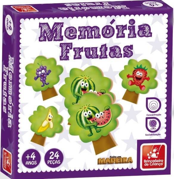 Jogo Da Memória Frutas 24 Peças Em Madeira Brincadeira De Criança