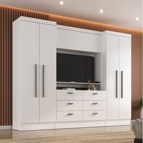 Conjunto Guarda-roupa Modulado Viena 4 Portas 6 Gavetas 3 Peças Yescasa