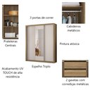 Ver imagem 3 de Guarda Roupa Casal Vero 3 portas de correr c/ Espelho - Demobile:Amendola e Off White