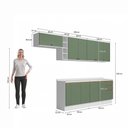 Ver imagem 4 de Armário de Cozinha Completa 100% Mdf 300cm Branco/verde Celeste Kappesberg