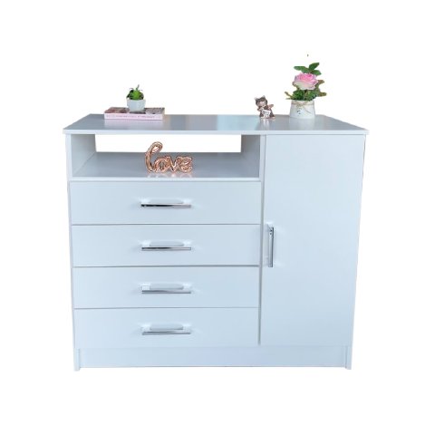 Cômoda Sapateira 1 Porta 4 Gavetas Espaço Decorativo Magia