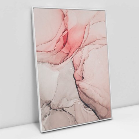 Quadro Decorativo em Canvas Abstrato Aquarela Rose TaColado Moldura Flutuante 4,5cm Branca 120 x 80c