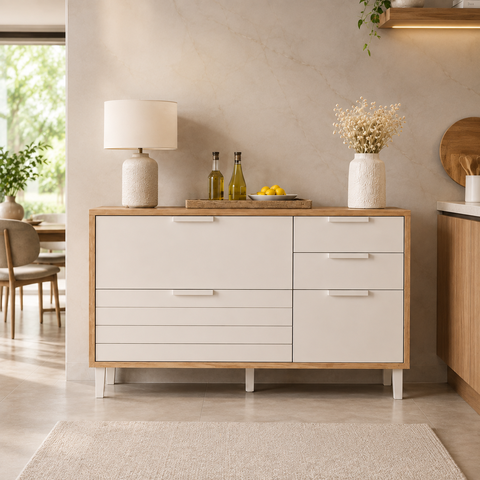 Balcao 1 Porta 4 Gavetas 120cm Eloise Freijo Off White MGM