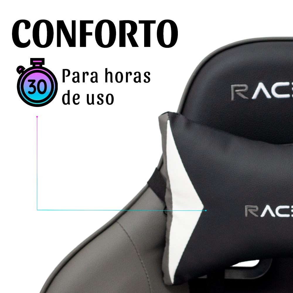 Cadeira Gamer Racer X Comfort de Escritório Ergonômica Giratória Cinza - 5