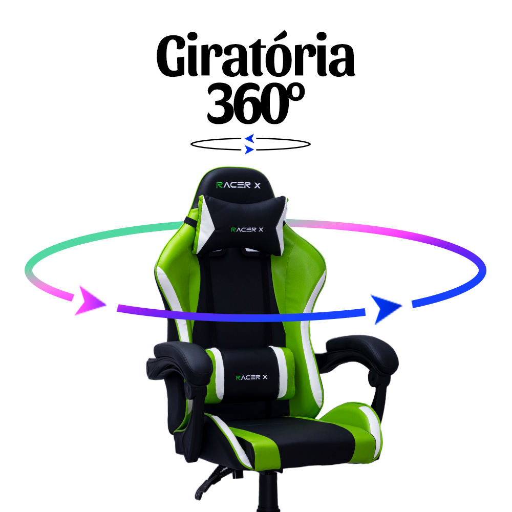 Cadeira Gamer Racer X Comfort de Escritório Ergonômica Giratória Verde - 7
