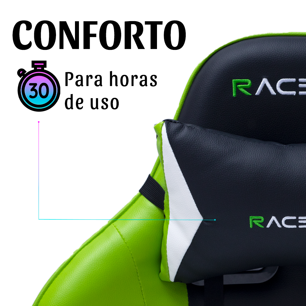 Cadeira Gamer Racer X Comfort de Escritório Ergonômica Giratória Verde - 4