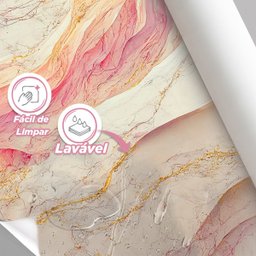 Papel de Parede Painel 3D Mármore Branco Rosa Dourado 2M Revestimento Auto Colante Marmorizado - 4