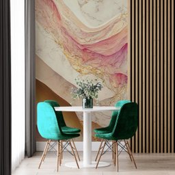 Papel de Parede Painel 3D Mármore Branco Rosa Dourado 2M Revestimento Auto Colante Marmorizado - 2