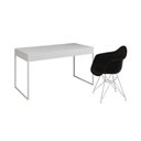Ver imagem 6 de Escrivaninha Industrial Office Estudo Malta Branca 137X53Cm Com 1 Poltrona Preta Base F Cor: Branco