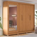 Ver imagem 1 de Guarda Roupa Casal 245cm 5 Portas 4 Gavetas com Espelho e Pés Cb01n564 Kappesberg