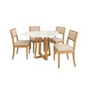 Ver imagem 2 de Conjunto Sala de Jantar Elma Premium Madeira Maciça C/ Tampo Madeirado C/ Vidro 135x105cm e 4