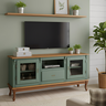 Rack de Madeira para Tv até 55 Polegadas 2 Portas 1 Gaveta - Verde Kalle /tampo e Base Imbuia Glazer - 1