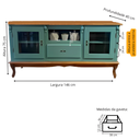 Ver imagem 3 de Rack de Madeira para Tv até 55 Polegadas 2 Portas 1 Gaveta - Verde Kalle /tampo e Base Imbuia Glazer