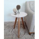 Ver imagem 1 de Mesinha de Canto Pé Palito Laqueada com Vidro 40cm o Tampo e Pés 50cm