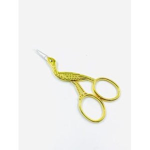 Tesoura Pássaro Dourado Bordar Profissional Dourada