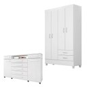 Ver imagem 1 de Cômoda London e Guarda Roupa Solteiro Astro Branco Flex - Demóbile