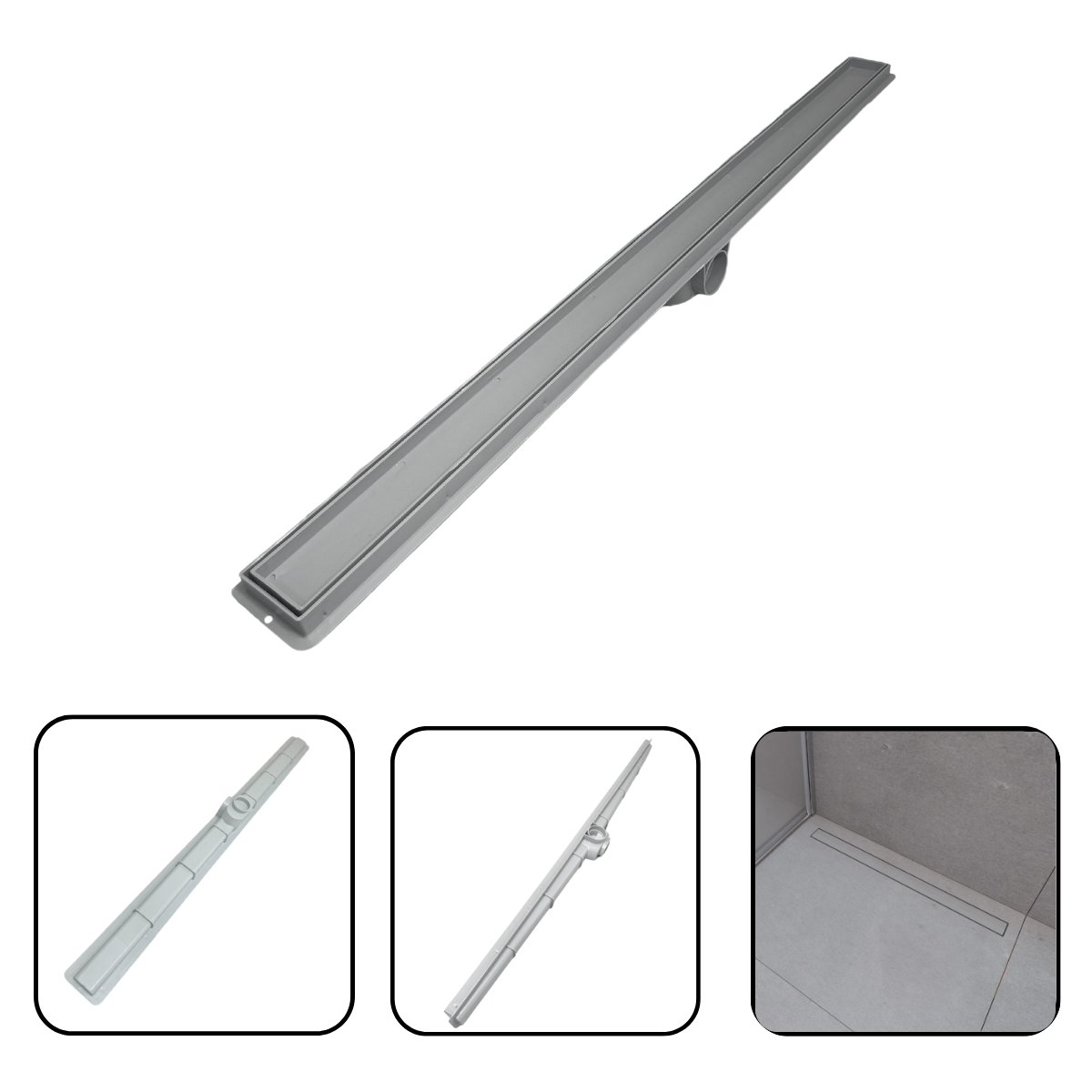 Ralo de Banheiro 5x90 Plástico Branco Cola Piso Porcelanato Coletor Cinza Sifonável - 3
