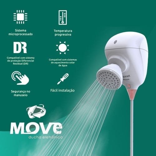 Chuveiro Ducha Eletrônica Move Com Led 220w Zagonel - 4