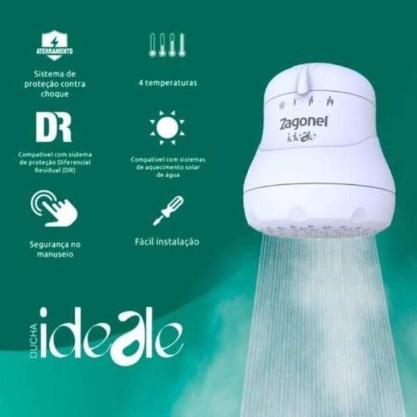 Chuveiro Ducha Ideale Plus 4 Temp 5500w 127v Branco Zagonel - 2