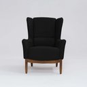 Ver imagem 1 de Poltrona Decorativa Realeza Base Madeira Linho Preto - Larbelle