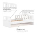 Ver imagem 5 de Cama Solteiro Mdf Branco com 02 Grades e Cabeceira Anatômica Mobilistore
