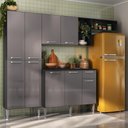 Ver imagem 2 de Cozinha Compacta com Armário e Balcão com Tampo Pequim Multimóveis Preta/Lacca Fumê