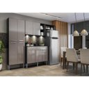 Ver imagem 7 de Cozinha Compacta com 3 Leds Armário e Balcão com Tampo Pequim Multimóveis Preta/lacca Fumê