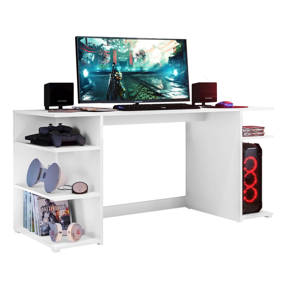 Mesa Gamer Escrivaninha Guilda Multimóveis Branca - 1