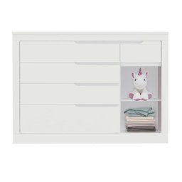 Cômoda 5 Gavetas Com Fraldário Cléo Branco Fosco - 3