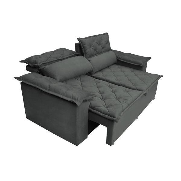 Sofá Retrátil e Reclinável Cama Inbox Compact 1.50M Tecido Suede Velusoft Cinza - 7