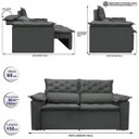 Ver imagem 2 de Sofá Retrátil e Reclinável Cama Inbox Compact 1.50M Tecido Suede Velusoft Cinza
