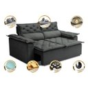 Ver imagem 3 de Sofá Retrátil e Reclinável Cama Inbox Compact 1.50M Tecido Suede Velusoft Cinza