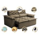 Ver imagem 3 de Sofá Retrátil e Reclinável Cama Inbox Compact 1.50M Tecido Suede Velusoft Castor