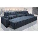 Ver imagem 1 de Sofá Austin 3.22M Retrátil e Reclinável com Molas No Assento e Almofadas. Tecido Suede Azul