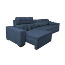 Ver mais imagens de Sofá Austin 3.22M Retrátil e Reclinável com Molas No Assento e Almofadas. Tecido Suede Azul