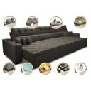 Ver imagem 3 de Sofá Austin 3.22M Retrátil e Reclinável com Molas No Assento e Almofadas. Tecido Suede Café