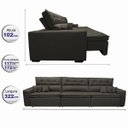 Ver imagem 2 de Sofá Austin 3.22M Retrátil e Reclinável com Molas No Assento e Almofadas. Tecido Suede Café
